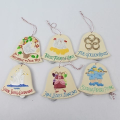 Set of 6 Double-Sided 12 Days of Christmas Hanging Christmas Tree Ornaments