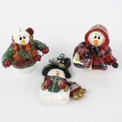 Lot of 3 Snowman Christmas Tree Ornaments Holiday Decor 2"