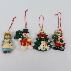 Lot of 4 Vintage Handmade Clay Christmas Tree Ornaments 3.25" 1995