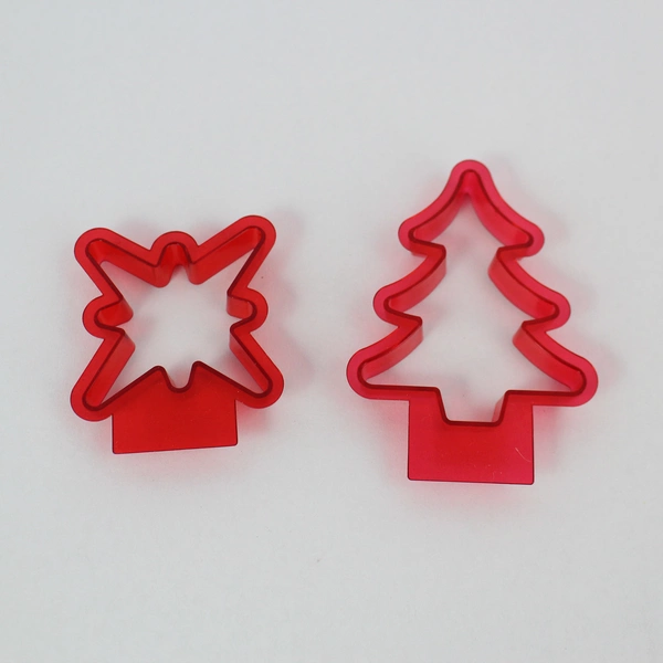 Set of 5 Red Plastic Christmas Cookie Cutters Holiday Baking