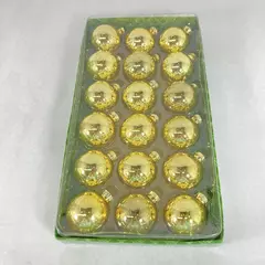 18 Vintage Holiday Time Gold Glass Ball Christmas Ornaments 1.5 Inch