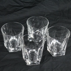 Set of 4 Libbey Glassware Short Pentagonal Low Ball Old Fashioned Glasses 4"