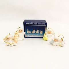 VTG Set of 4 Christmas Around The World Bone China Angels w/Animals Ornaments