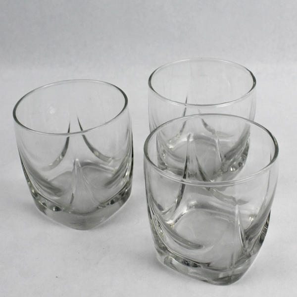 Lot of 3 Unmarked Short Old Fashioned Tumbler Glasses 3.75" Flawed