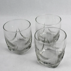 Lot of 3 Unmarked Short Old Fashioned Tumbler Glasses 3.75" Flawed