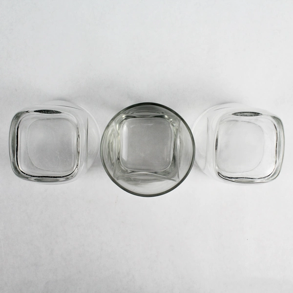 Lot of 3 Unmarked Short Old Fashioned Tumbler Glasses 3.75" Flawed
