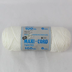 Vintage Maxi-Cord Twisted WHITE 6mm 100 Yards Polypropylene Yarn