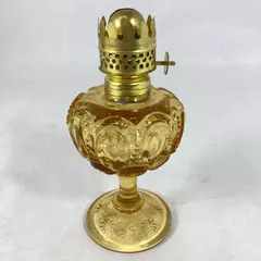 Vintage LG Wright Amber Moon And Star Miniature Oil Lamp No Globe