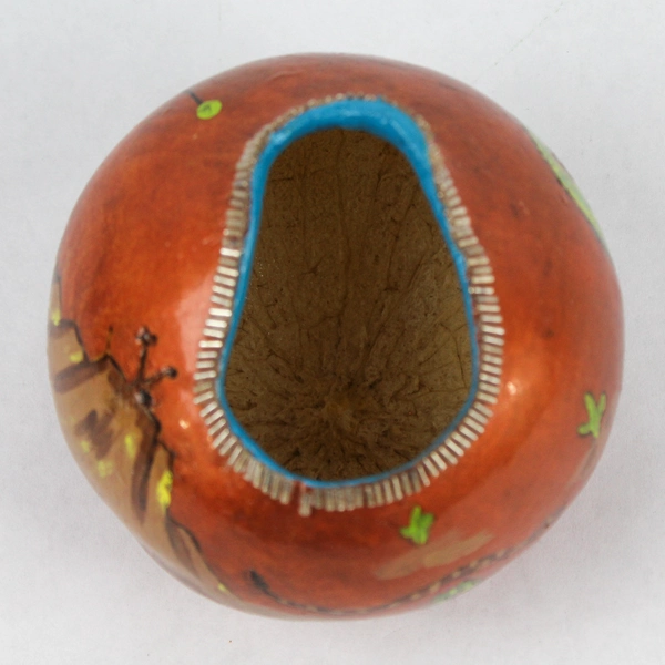 Native American Hand Painted Gourd Signed Rachael Jaramillo Zia Pueblo