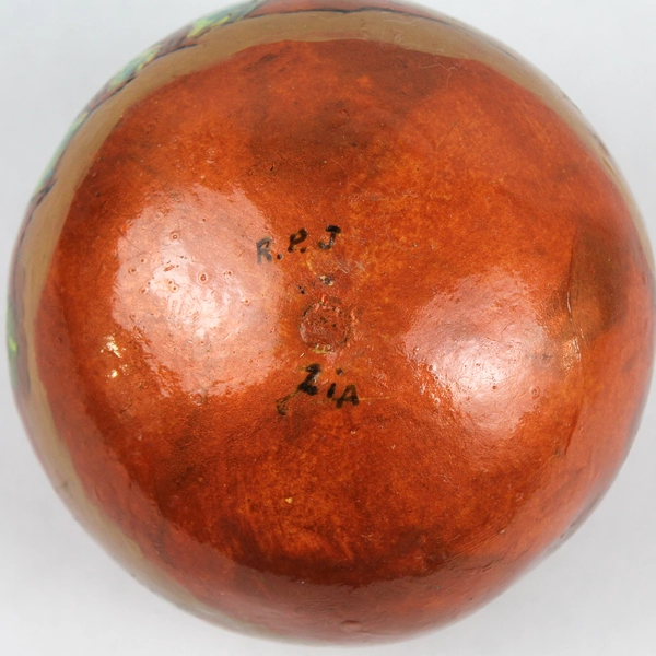 Native American Hand Painted Gourd Signed Rachael Jaramillo Zia Pueblo