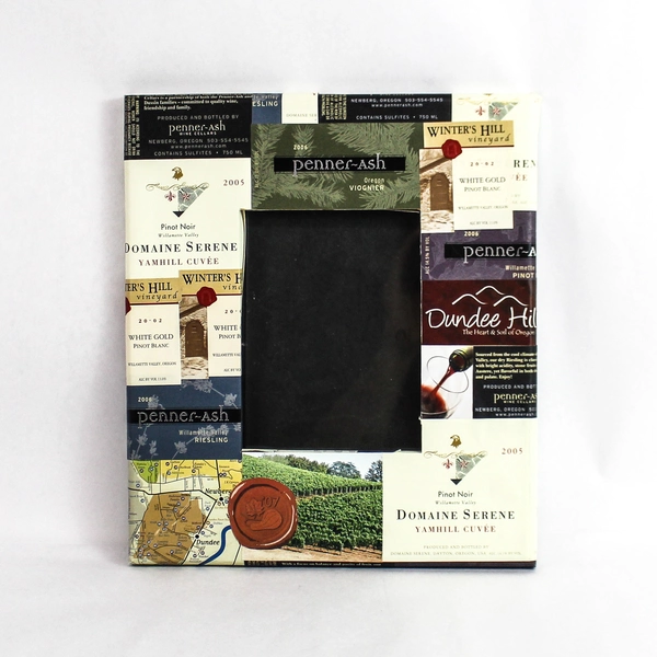 Artist Kristen West Handmade Picture Frame with Vineyard Labels 5.5 x 7"