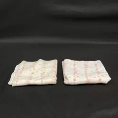Set of 2 White Baby Receiving Blankets Pink Bunnies And Flowers 27 x 28 Inch