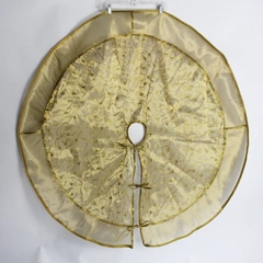 Unbranded Gold Shimmery Christmas Tree Skirt with Embroidery