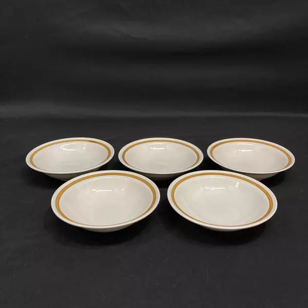 Set of 5 Genuine Stoneware Vanilla Spice Stoneware Fruit Bowls Beige 6 Inch