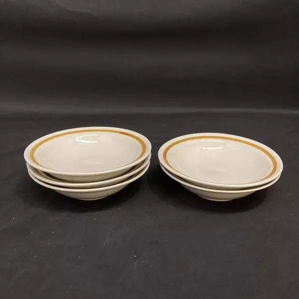 Set of 5 Genuine Stoneware Vanilla Spice Stoneware Fruit Bowls Beige 6 Inch