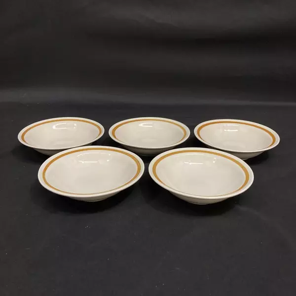 Set of 5 Genuine Stoneware Vanilla Spice Stoneware Fruit Bowls Beige 6 Inch