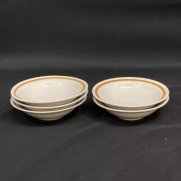 Set of 5 Genuine Stoneware Vanilla Spice Stoneware Fruit Bowls Beige 6 Inch