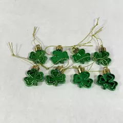 St. Patricks Day Shiny Green Shamrock Ornaments Decorations Set of 8