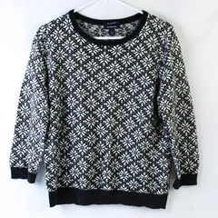 Land's End Navy White Winter Sweater 100% Cotton Kids Size Large
