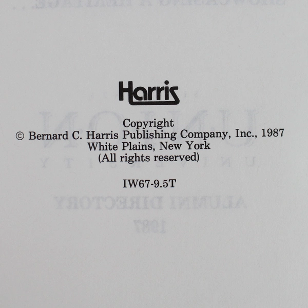 Union University Alumni Directory Book 1987 Bernard C. Harris Publishing Co.