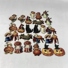 24 Piece Fall Halloween Light Weight Wood Hanging Ornaments or Decorations