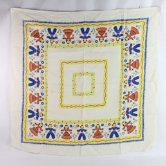 A 'California Hand Print' Trade Mark Tea Tablecloth Linen Mexican Styled Design