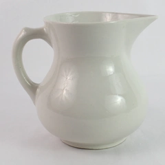 Canadian Porcelain Vitrified Hamilton Can. Off White White Ceramic Vase Pitcher