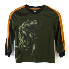 Wonder Nation Boys' Medium 8 Green Dinosaur T-Rex Graphic Print Pajama Top