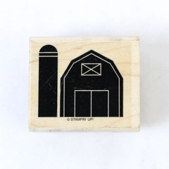 1 PC. Wood Mounted Ink Stamps Used Barn Design 1.5x1.75 in Stampin Up