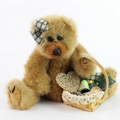 1993 Ty Sewing Sitting Teddy Bear Stuffed Animal Beanbag Plush 5"