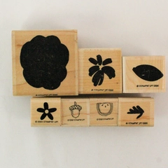Lot of 7 Stampin' Up PC Wood Rubber Stamp Assorted Shapes Crafting 1996