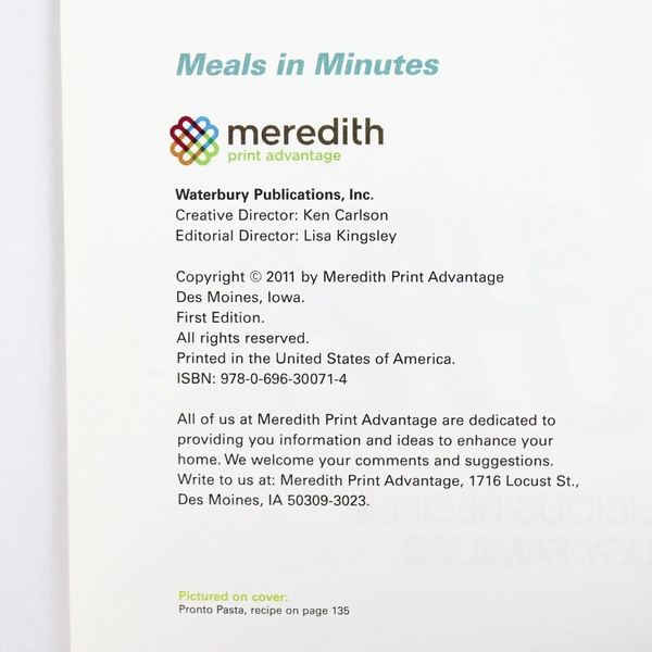 Meals in Minutes: More Than 150 Delicious Recipes For Busy Families 2011 PB