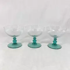 3 Cristal D' Arques Crystal Margarita Glasses Country Manor Turquoise Stems