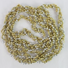 Shiny Silver and Gold Plastic Beaded Christmas Tree Garland 8 Foot