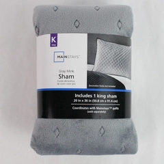 New Mainstays Gray Mink Pillow Sham King Sized 20" x 36" Bedding