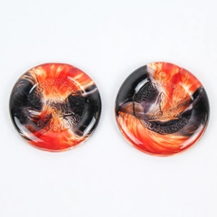 Set of 2 Thornmeadow Glassworks Orange and Black Decorative Glass Tokens 2.5"