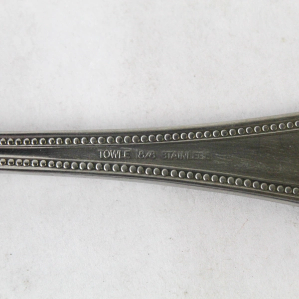 Towle 18/8 Serving Fork Stainless Steel Beaded Korea 9 and 3/8 in