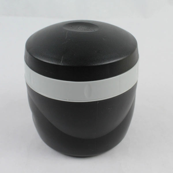 Genuine Thermos Black Small Lunch Container with Spoon 2 Compartments 4.25"
