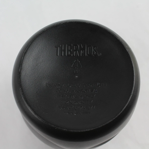 Genuine Thermos Black Small Lunch Container with Spoon 2 Compartments 4.25"