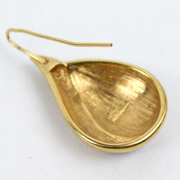 Vintage Monet Black Enamel And Gold Tone Teardrop Dangle Earrings