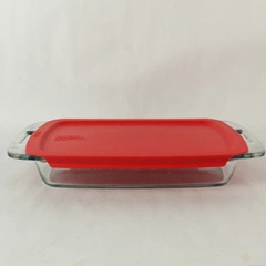 Pyrex C233 Glass Baking Dish with Plastic Lid Cookware 9x13 in 3 Qt