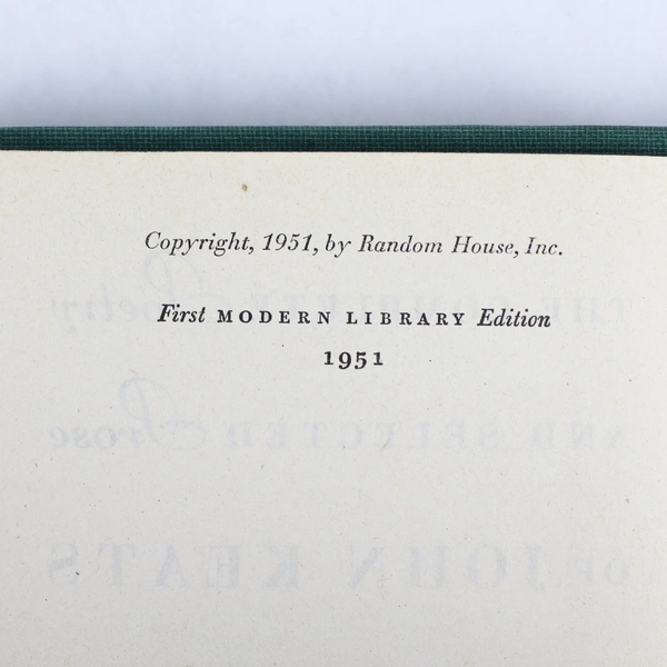 The Complete Poetry and Selected Prose of Keats 1951 The Modern Library HC