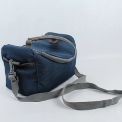Olivet Navy Heritage Lunch Bag with Faux Leather Trims and Strap Attachment