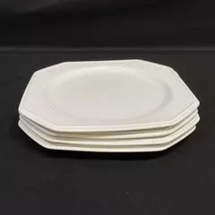 Lot of 4 Vintage Mikasa Stoneware Continental White Octagon Dinner Plates 10.25"