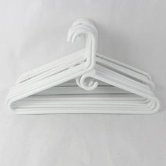 Lot of 10 White Plastic Tubular Hangers with Bar and Hook