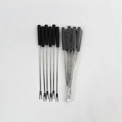 Fondue Forks Vintage Set of 14 Stainless Steel Plastic Handles Colored Tips