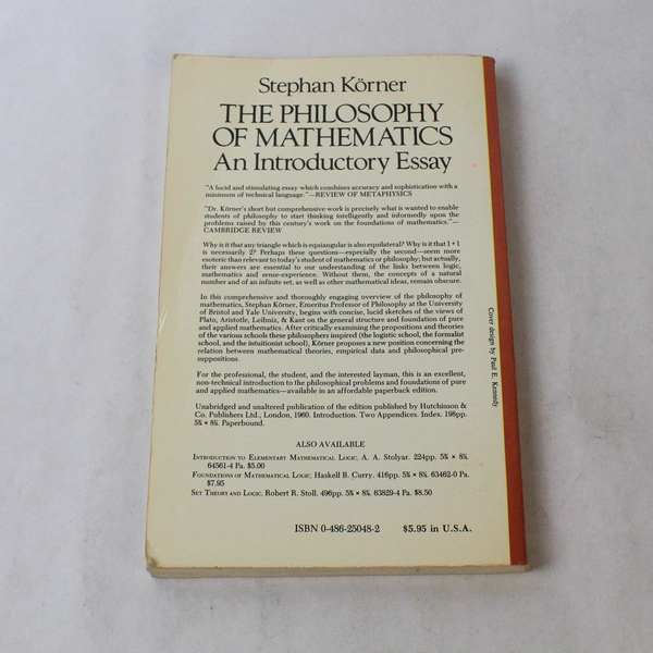 The Philosophy Of Mathematics An Introductory Essay Stephan Körner 1968 PB