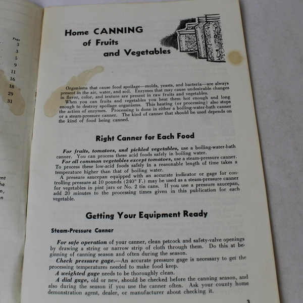 Vintage Book Home Canning of Fruits and Vegetables 1972 Paperback Bulletin No 8