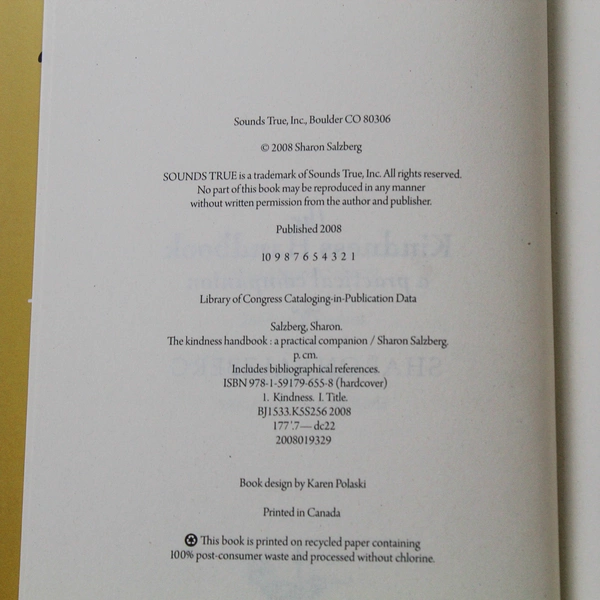 The Kindness Handbook A Practical Companion Sharon Salzberg 2008 Sounds True HC