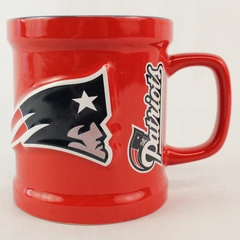 New England Patriots Red Coffee Mug Cup Embossed Logo Official NFL Licensed